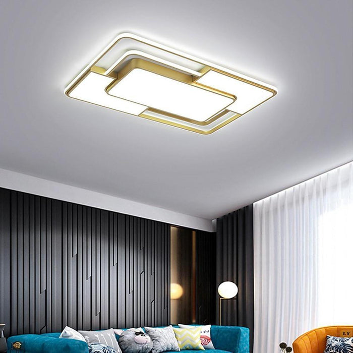Overlapping Squares Metal Flush Mounted Lights Geometrical LED Ceiling Light