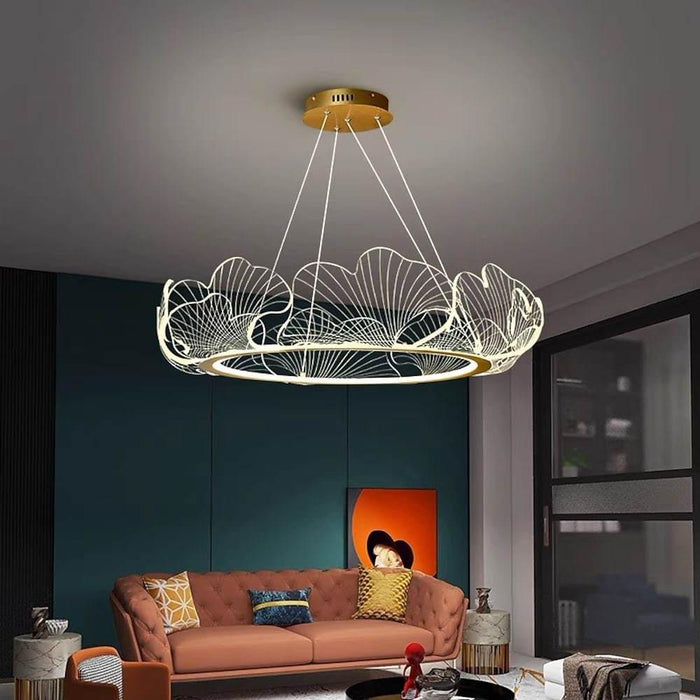 Novelty Iron Sea Chandelier - Gold Finish. 33'' Wide. LED Lighting