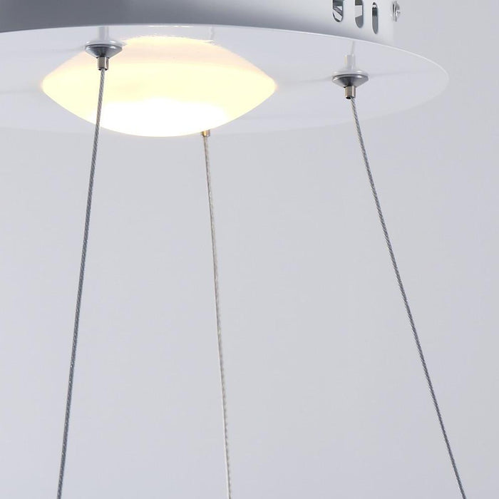 LED Circular Sturdy Modernistic Brushed Nickel Pendant Light With Remote Controller