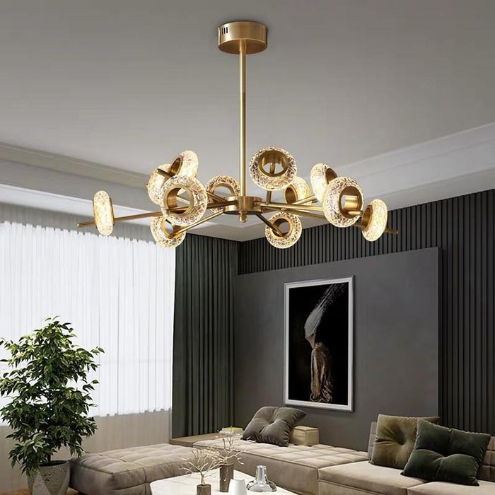 Electroplated Metal Crystal LED Gold Modern Chandeliers Ceiling Lights