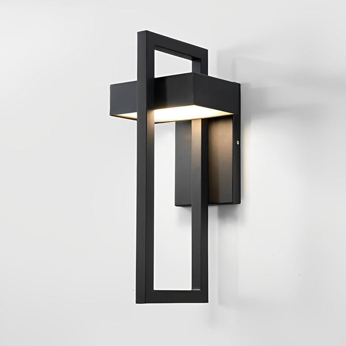 Rectangular Black Outdoor Wall Lamp - Modern Exterior Lighting Fixture, Up/Down Light