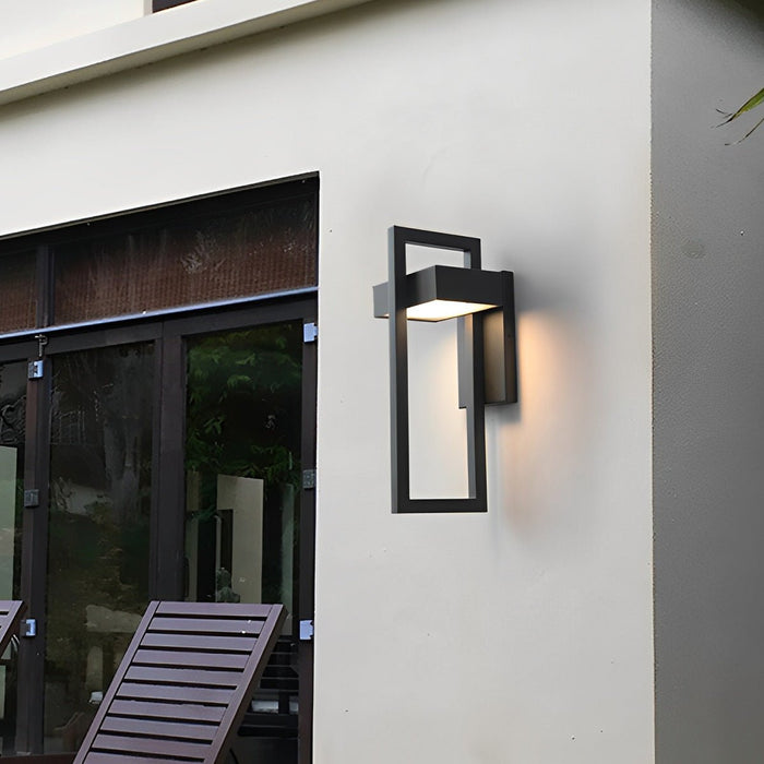 Rectangular Black Outdoor Wall Lamp - Modern Exterior Lighting Fixture, Up/Down Light