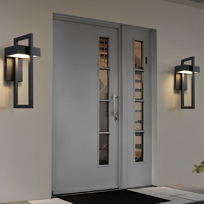 Rectangular Black Outdoor Wall Lamp - Modern Exterior Lighting Fixture, Up/Down Light