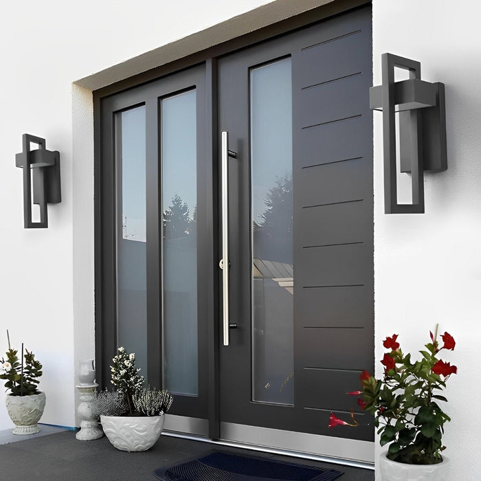 Rectangular Black Outdoor Wall Lamp - Modern Exterior Lighting Fixture, Up/Down Light