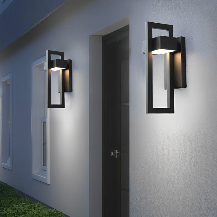 Rectangular Black Outdoor Wall Lamp - Modern Exterior Lighting Fixture, Up/Down Light