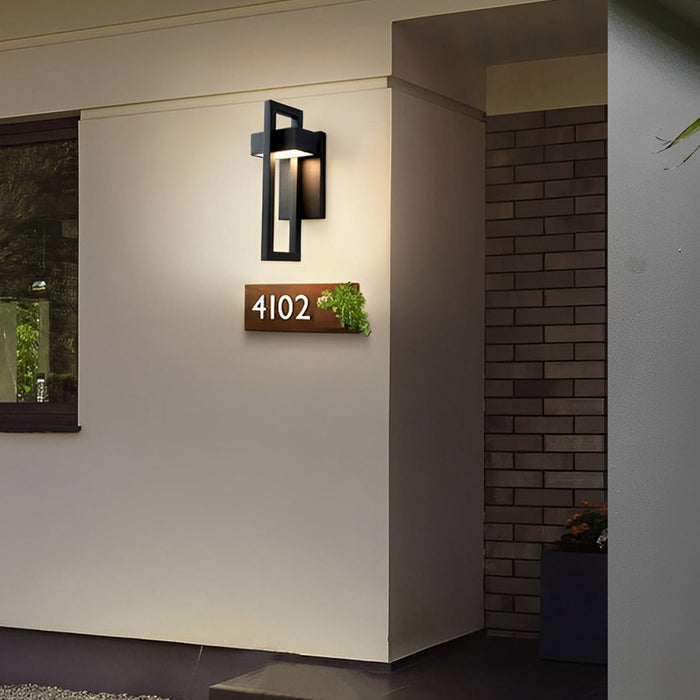 Rectangular Black Outdoor Wall Lamp - Modern Exterior Lighting Fixture, Up/Down Light