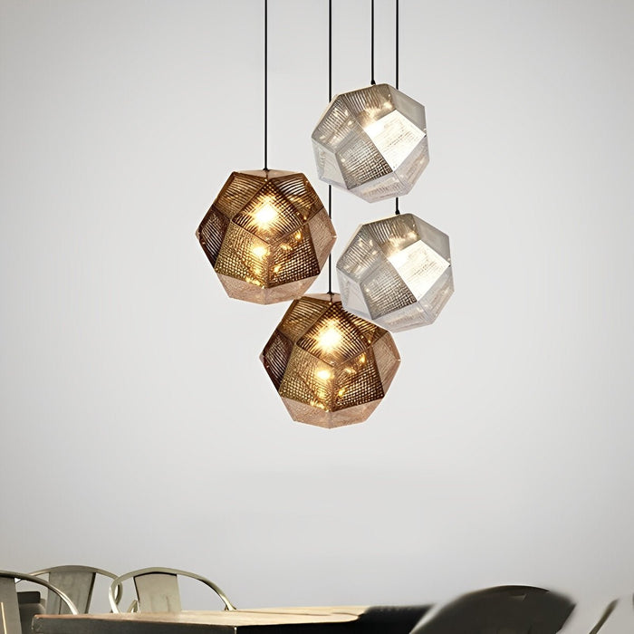 Modern Geometric LED Pendant Light, Minimalist Round Chandelier for Dining Room/Kitchen Island