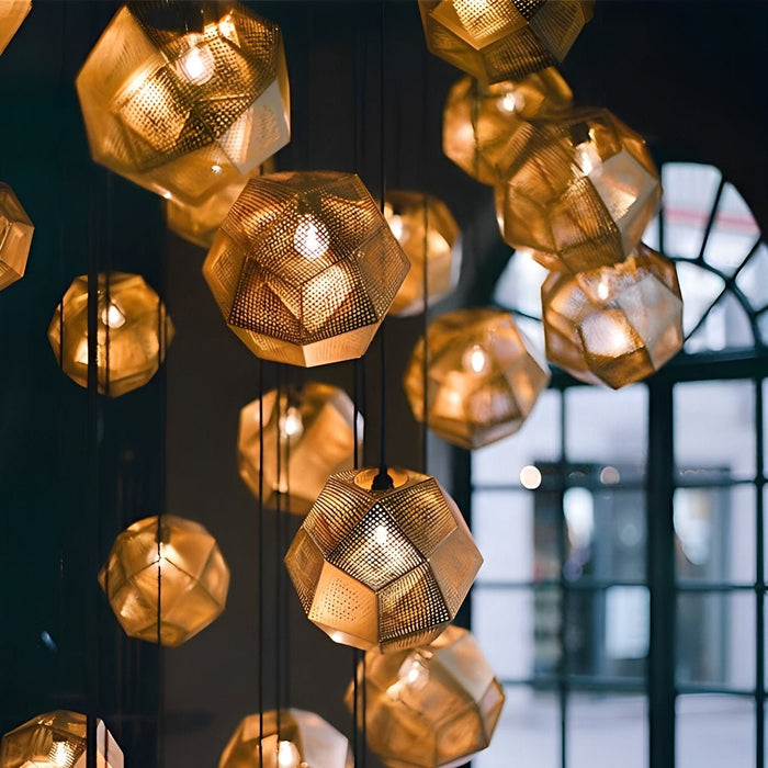 Modern Geometric LED Pendant Light, Minimalist Round Chandelier for Dining Room/Kitchen Island