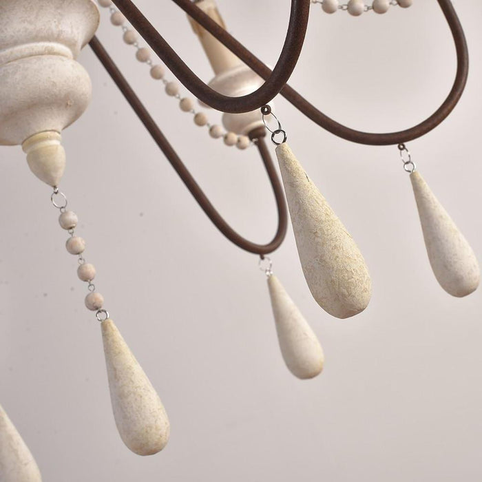 Candle Shaped Beaded Tassel LED Rustic Chandelier Pendant Light Hanging Lamp