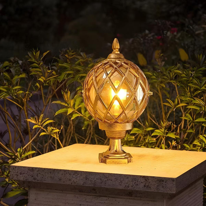 Round Ball Outdoor Fence Post Light - Modern Garden Patio Lighting, Weatherproof Decorative Fixture
