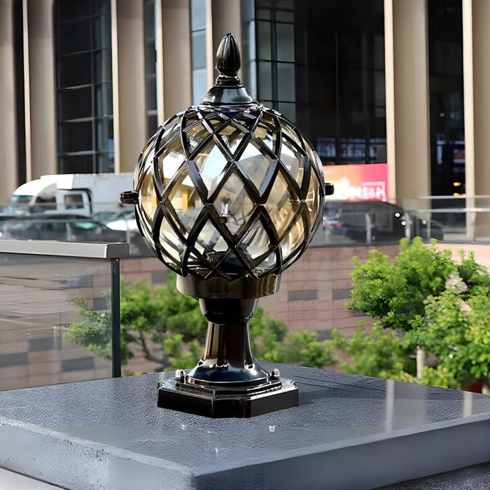 Round Ball Outdoor Fence Post Light - Modern Garden Patio Lighting, Weatherproof Decorative Fixture