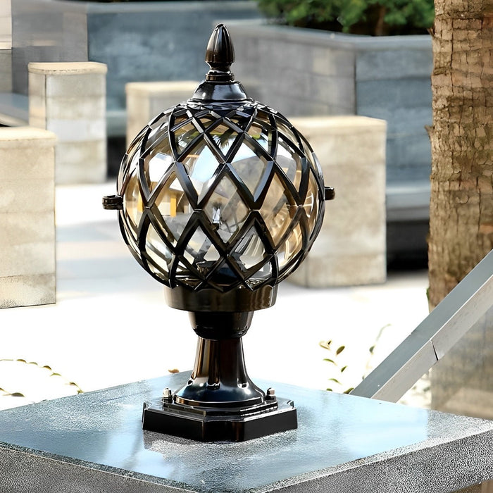 Round Ball Outdoor Fence Post Light - Modern Garden Patio Lighting, Weatherproof Decorative Fixture