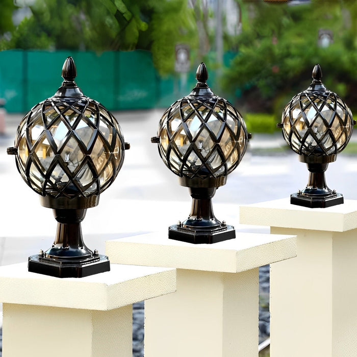 Round Ball Outdoor Fence Post Light - Modern Garden Patio Lighting, Weatherproof Decorative Fixture