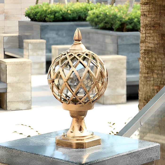 Round Ball Outdoor Fence Post Light - Modern Garden Patio Lighting, Weatherproof Decorative Fixture