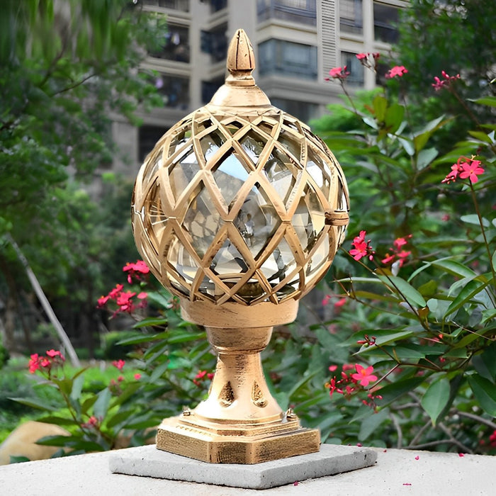 Round Ball Outdoor Fence Post Light - Modern Garden Patio Lighting, Weatherproof Decorative Fixture