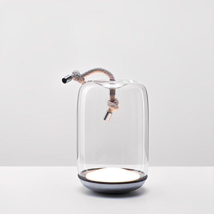 Glass Cylinder Portable Lantern Floor Lamp - Waterproof LED Outdoor/Indoor Lighting, Rechargeable/Plug-in
