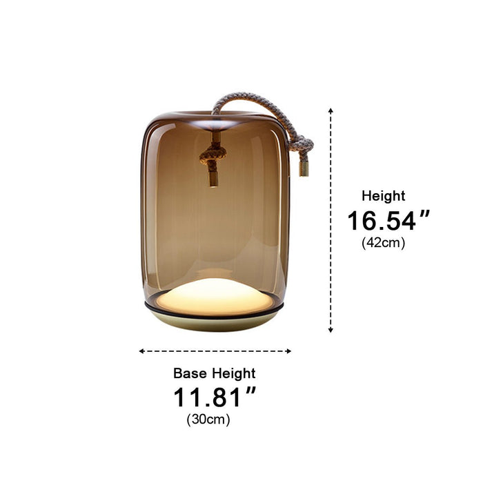 Glass Cylinder Portable Lantern Floor Lamp - Waterproof LED Outdoor/Indoor Lighting, Rechargeable/Plug-in