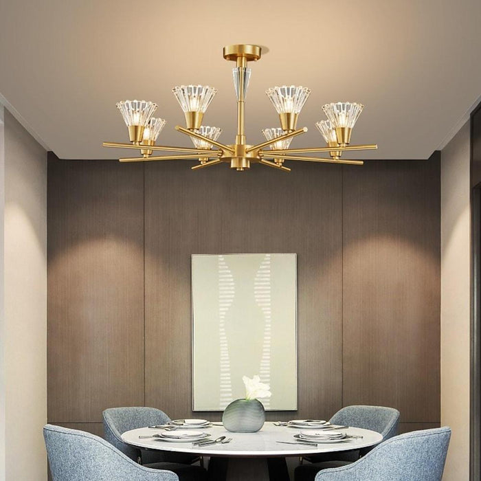 6-light LED Glass Copper Modern Ceiling Lights Flush Mount Lighting