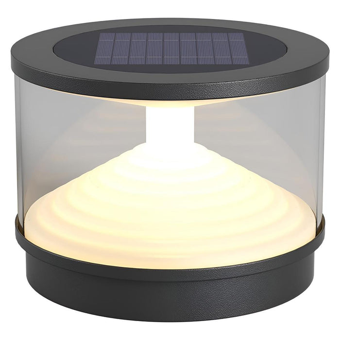 Hourglass Outdoor Post Light - Solar Powered, Waterproof, Modern Design, Stainless Steel - Gray