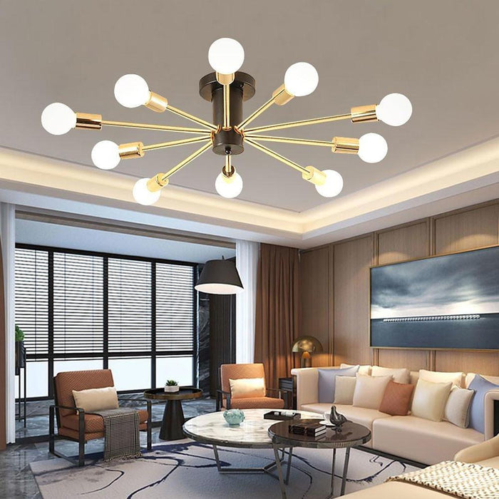 Industrial Sputnik Chandelier Geometric Gold Chandelier for Living Room