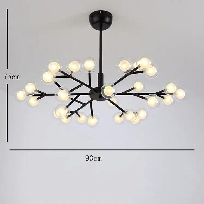 Novelty Iron Chandelier with 30-Light glass orbs bubble. 33'' Wide. LED Lighting
