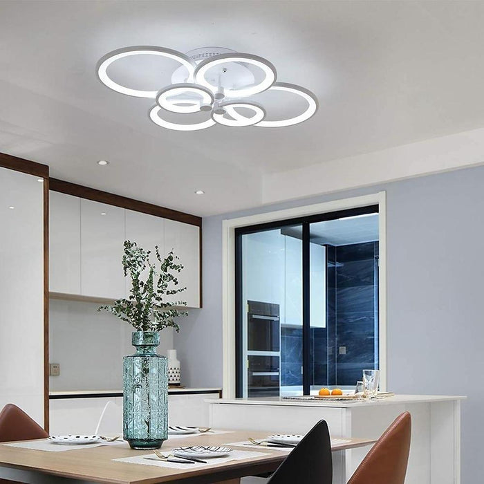 White/Black Acrylic Overlapping Rings LED Semi Flush Mount Ceiling Light