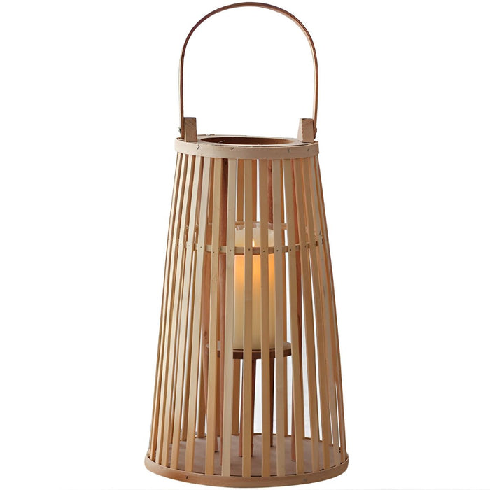 Handmade Bamboo Rattan LED Candle Lantern - Rustic Nordic Floor Lamp, Table Lamp, Hanging Decor Light for Indoor/Outdoor Ambiance