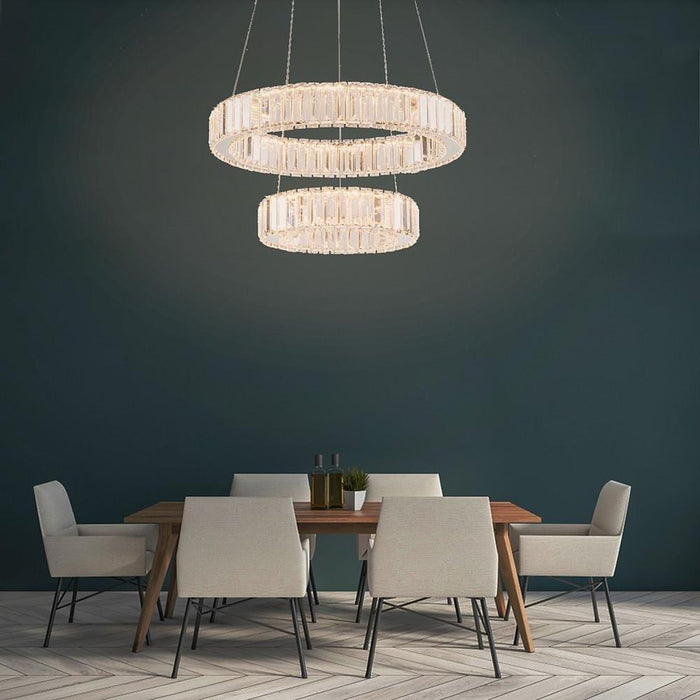 2 Circles Electroplated Crystal Dimmable LED Modern Chandeliers