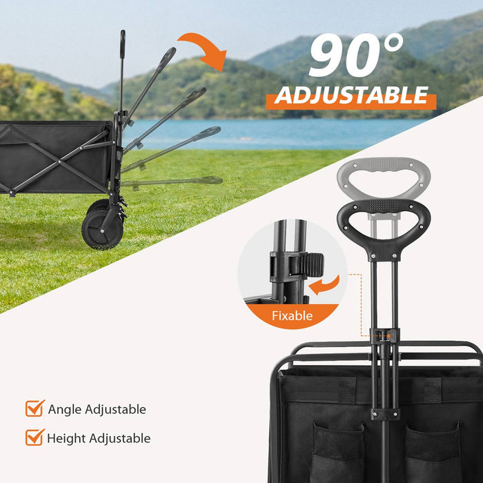 Folding All-Terrain Wagon Cart - Heavy Duty Utility, 330lbs Capacity - Camping, Shopping, Outdoor Gear