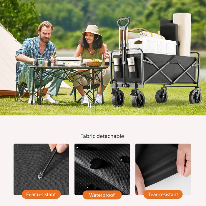 Folding All-Terrain Wagon Cart - Heavy Duty Utility, 330lbs Capacity - Camping, Shopping, Outdoor Gear
