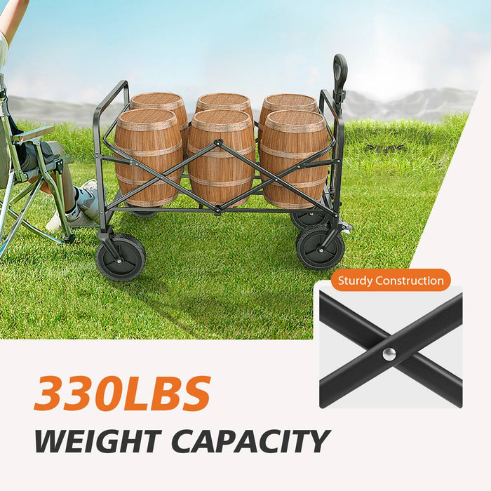Folding All-Terrain Wagon Cart - Heavy Duty Utility, 330lbs Capacity - Camping, Shopping, Outdoor Gear