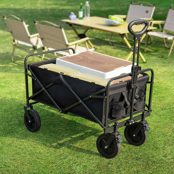 Folding All-Terrain Wagon Cart - Heavy Duty Utility, 330lbs Capacity - Camping, Shopping, Outdoor Gear