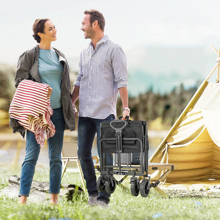 Folding All-Terrain Wagon Cart - Heavy Duty Utility, 330lbs Capacity - Camping, Shopping, Outdoor Gear