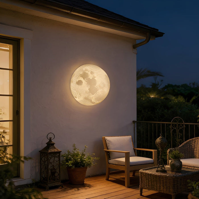 Solar Half Moon LED Wall Sconce, Waterproof IP65, Resin Housing, Dusk to Dawn, Patio/Porch/Garden