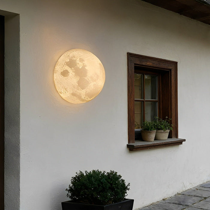 Solar Half Moon LED Wall Sconce, Waterproof IP65, Resin Housing, Dusk to Dawn, Patio/Porch/Garden