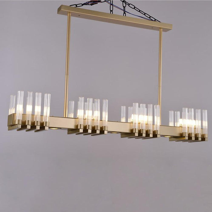 Creative Linear Electroplated Metal Glass LED Modern Chandeliers Pendant Light