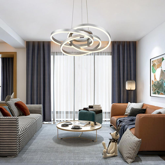 Interwoven Abstract Design 3 Light Chandelier Gold Finished Metal Ceiling Light