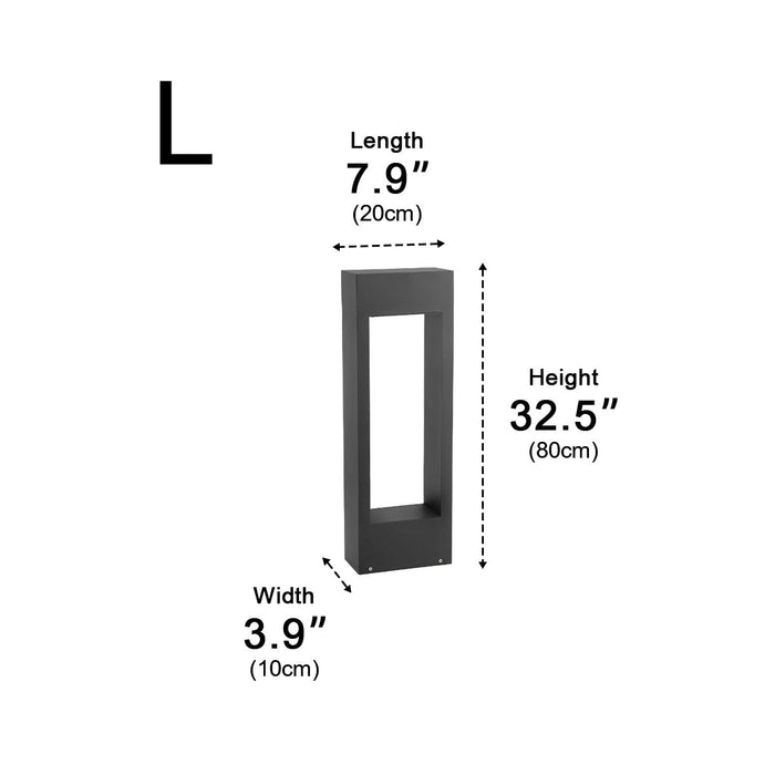 Hollow Square Outdoor Lawn Light - Waterproof LED Post Light, Black Modern Garden Lamp