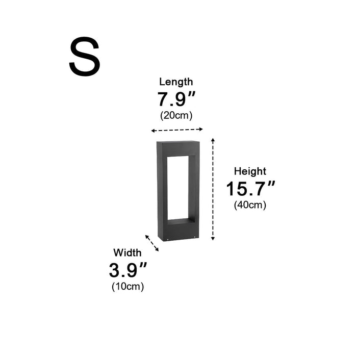 Hollow Square Outdoor Lawn Light - Waterproof LED Post Light, Black Modern Garden Lamp