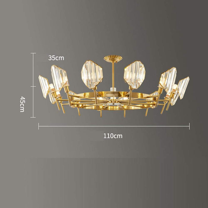 Brass Ring Frame Crystal Chandelier -  Gold Metal. Crystal Accents Pendant Lights