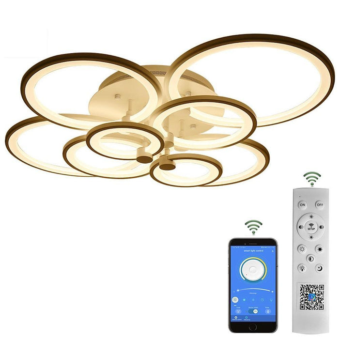 White/Black Acrylic Overlapping Rings LED Semi Flush Mount Ceiling Light