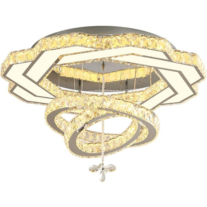 Ambient Crystal LED Flush Mount Light - 20''/24''/31''. Gold or Silver