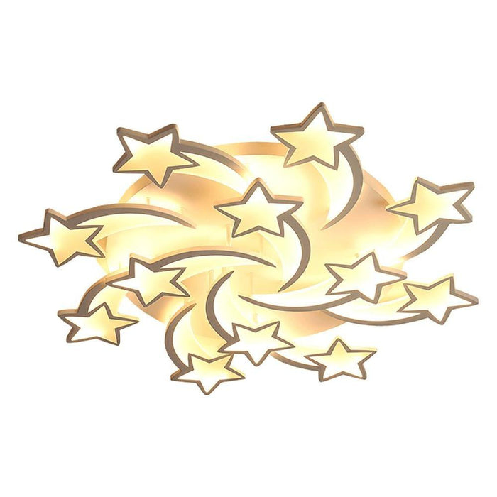 Celestial Shooting Stars Flush Mount Ceiling Light- LED. Dimmable. White. 5 to 15 Star Lights