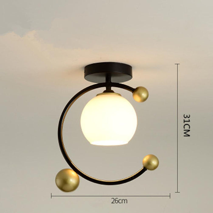 Artistic Metal Glass Flush Mount Light over Kitchen Sink Globe Circle LED Ceiling Lights