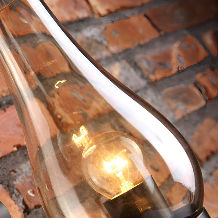 Kerosene Oil Lamp Wall Sconce - Vintage Industrial LED Fixture - Iron Glass Design
