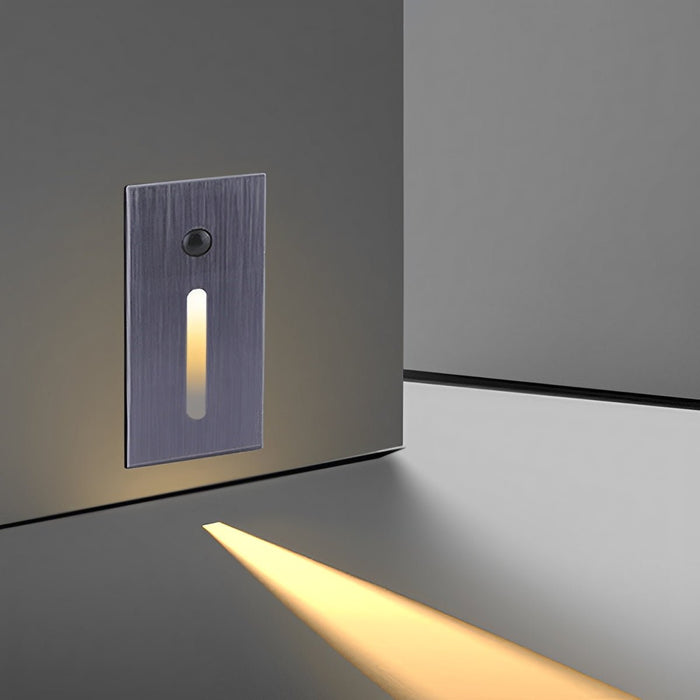Indoor Minimalist Motion Sensor LED Recessed Stairway Wall Light - Aluminum Step Pathway Illumination, Modern Design