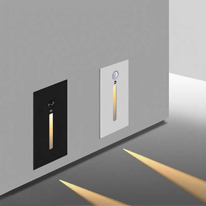 Indoor Minimalist Motion Sensor LED Recessed Stairway Wall Light - Aluminum Step Pathway Illumination, Modern Design