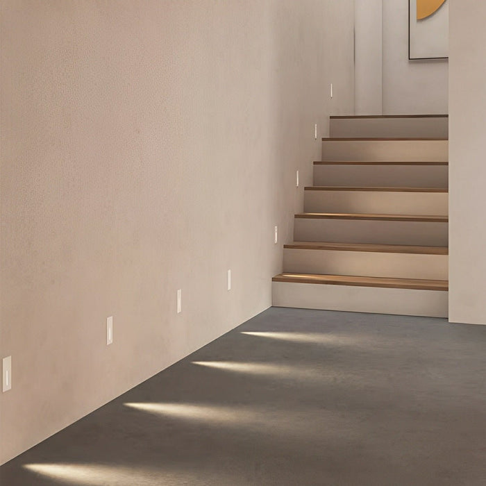 Indoor Minimalist Motion Sensor LED Recessed Stairway Wall Light - Aluminum Step Pathway Illumination, Modern Design