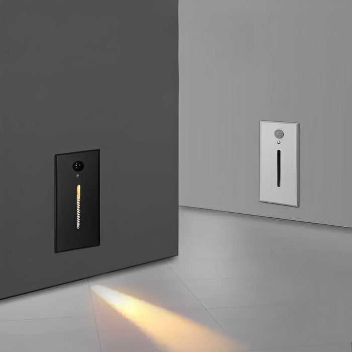 Indoor Minimalist Motion Sensor LED Recessed Stairway Wall Light - Aluminum Step Pathway Illumination, Modern Design