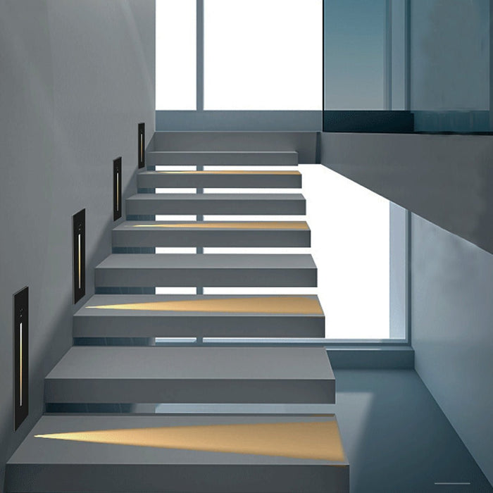 Indoor Minimalist Motion Sensor LED Recessed Stairway Wall Light - Invisible Pathway Step Lighting, Energy-Efficient Aluminum Design